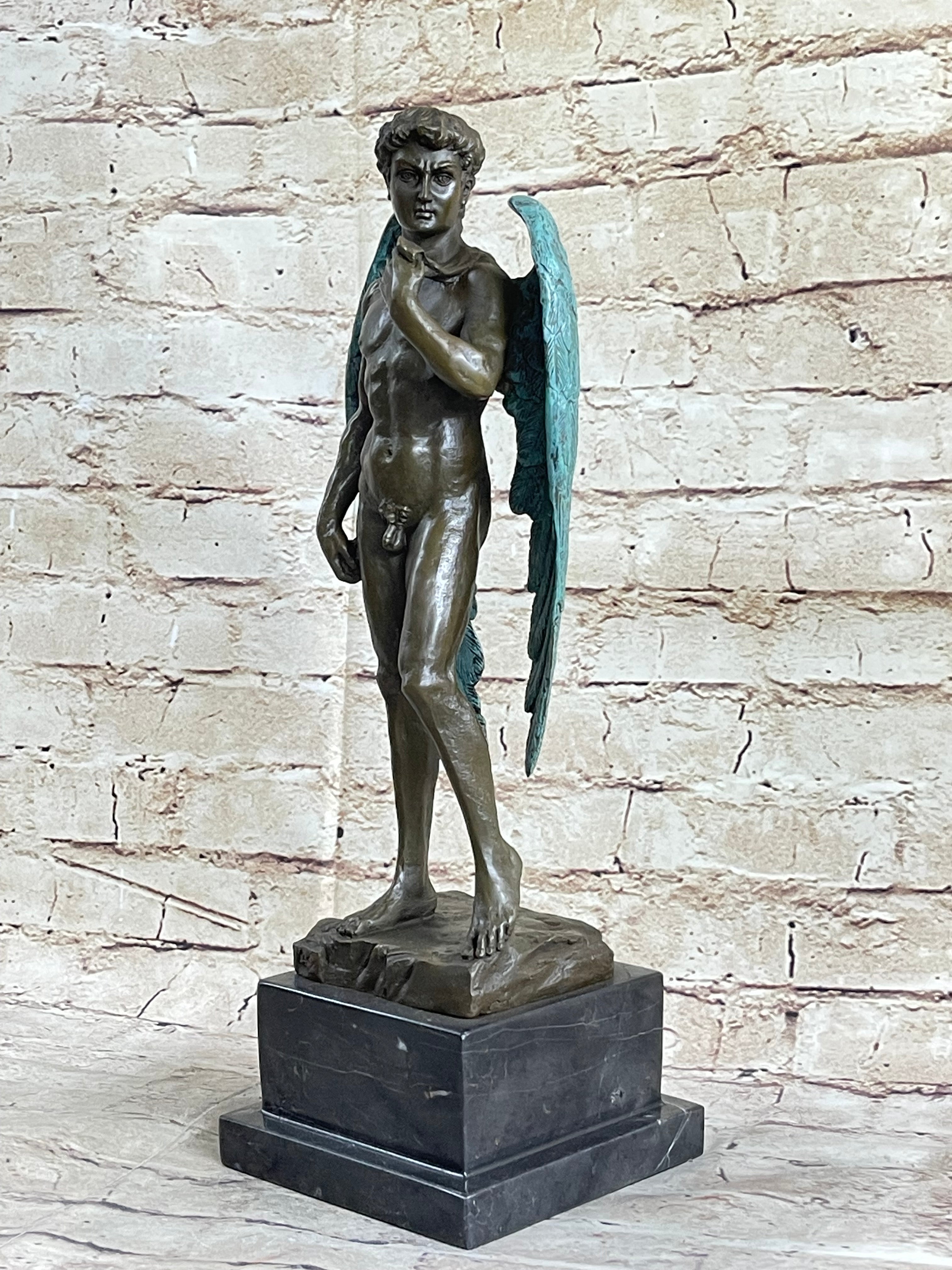 Michelangelo's David w/ Angel Wings Bronze 15" x 6" Sculpture