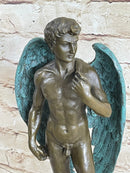 Michelangelo's David w/ Angel Wings Bronze 15" x 6" Sculpture