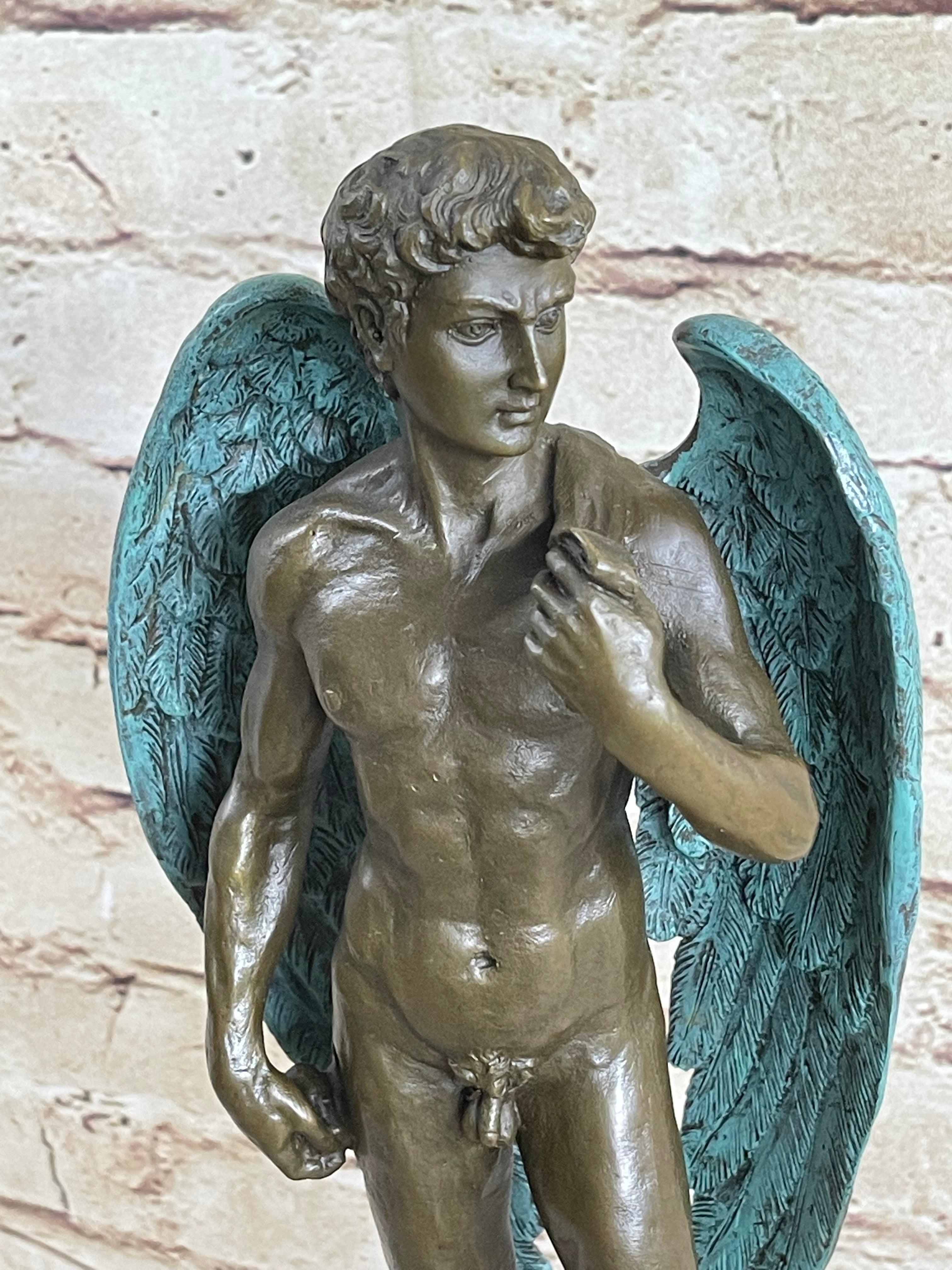 Michelangelo's David w/ Angel Wings Bronze 15" x 6" Sculpture