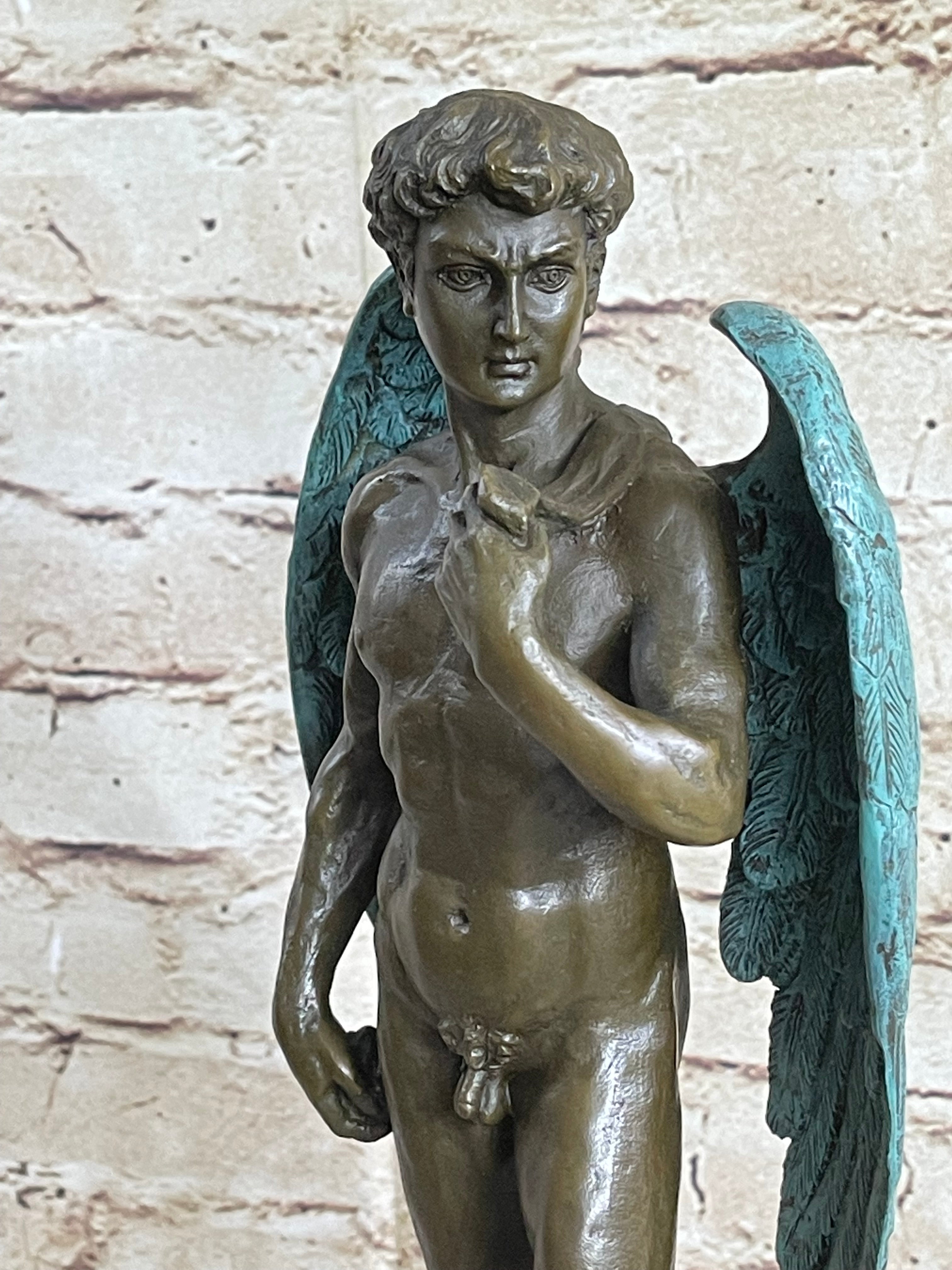 Michelangelo's David w/ Angel Wings Bronze 15" x 6" Sculpture