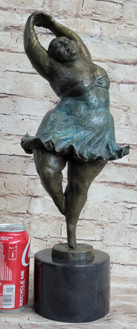 Chubby Ballerina Dancer Bronze Sculpture on Marble Base