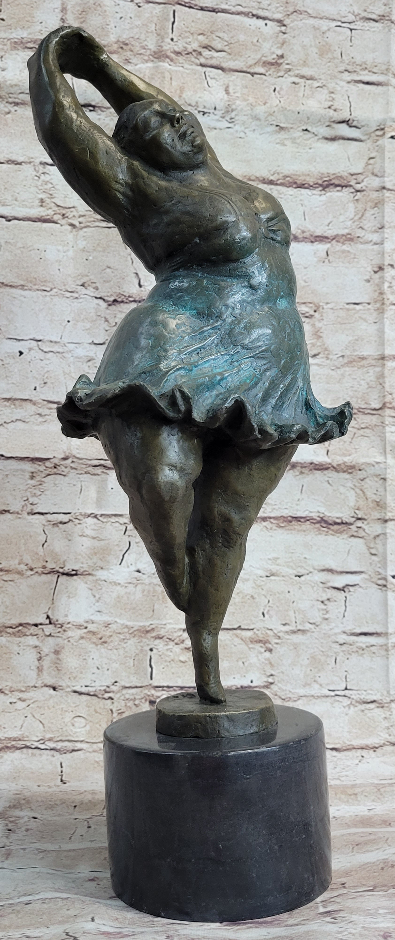 Pirouette Chubby Ballerina Bronze Sculpture 20" x 12"
