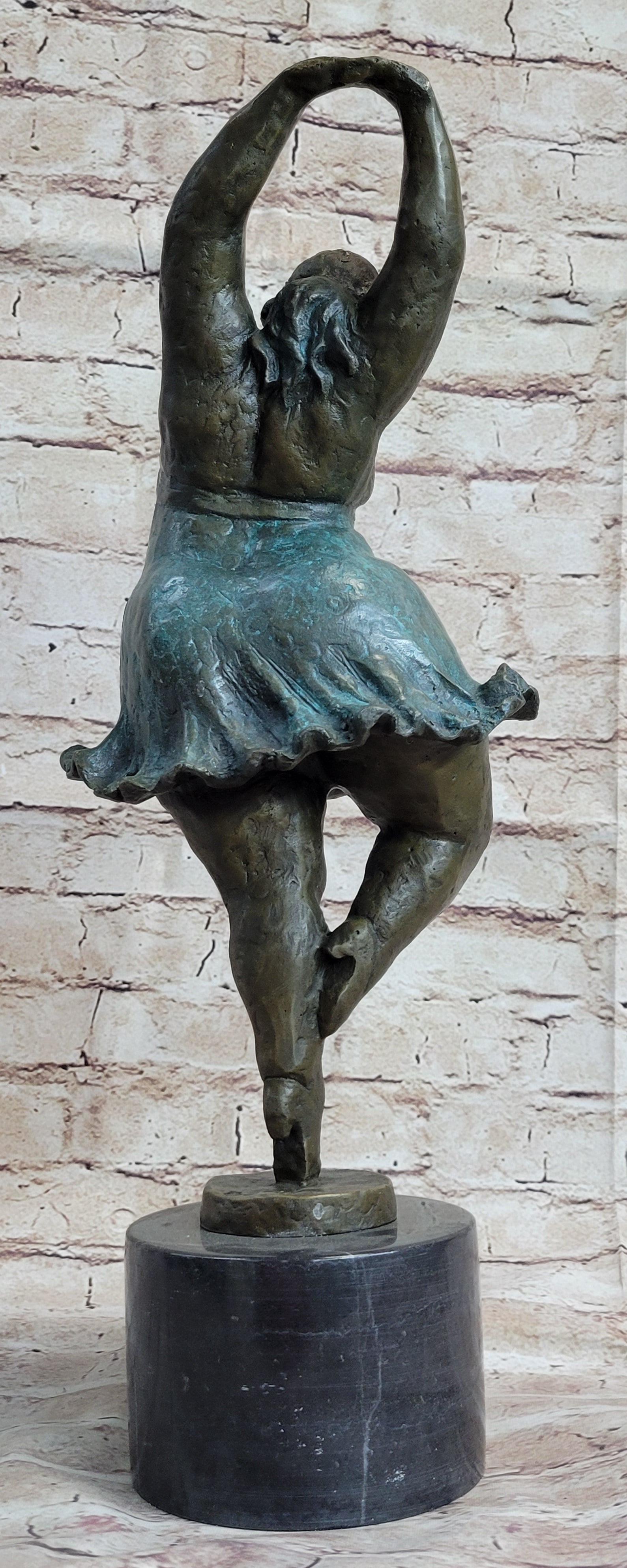 Chubby Ballerina Dancer Bronze Sculpture on Marble Base