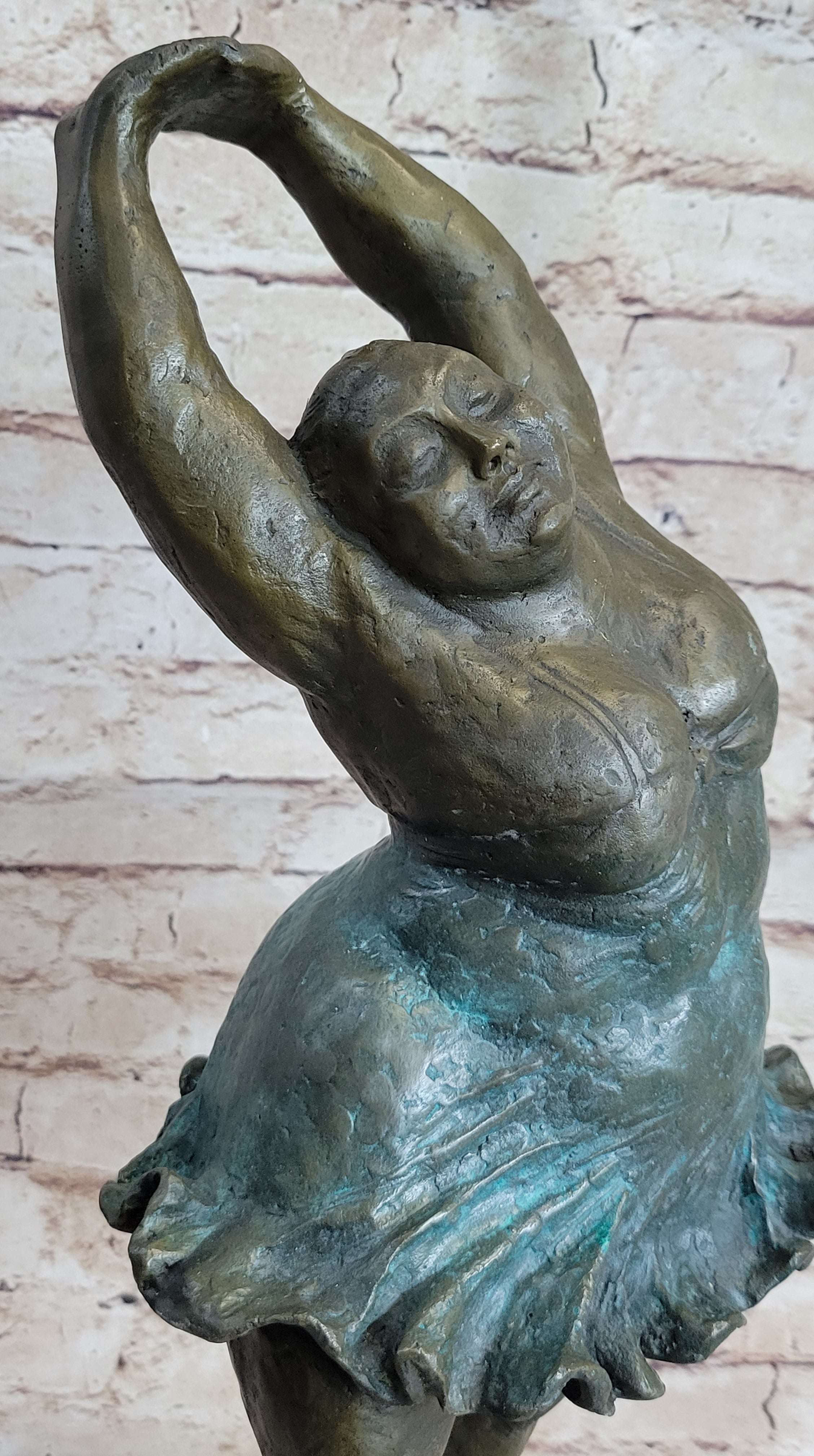 Chubby Ballerina Dancer Bronze Sculpture on Marble Base