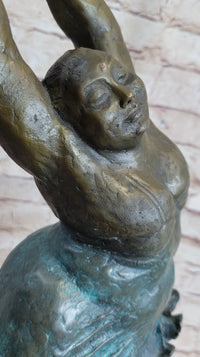 Chubby Ballerina Dancer Bronze Sculpture on Marble Base