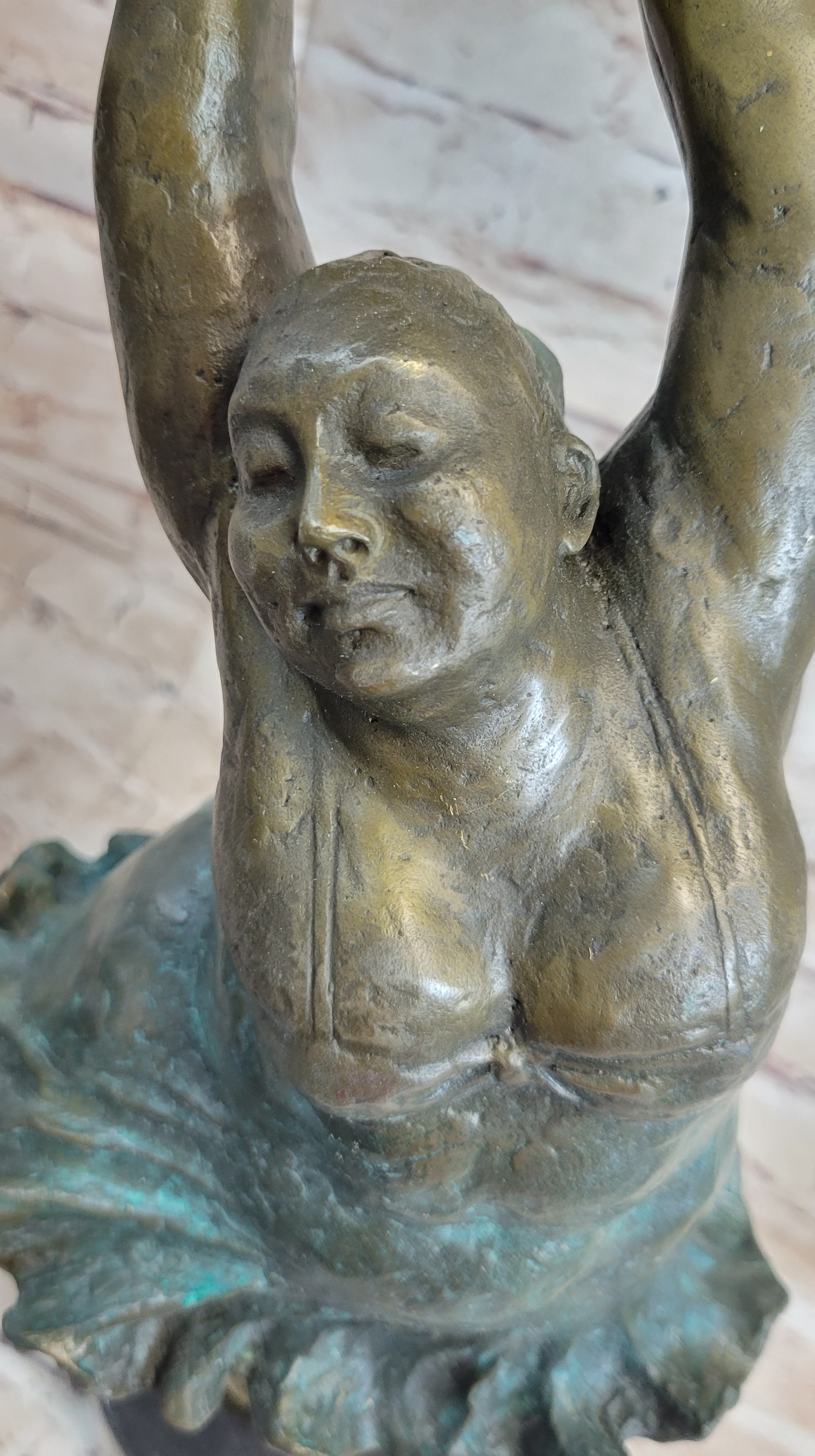 Chubby Ballerina Dancer Bronze Sculpture on Marble Base