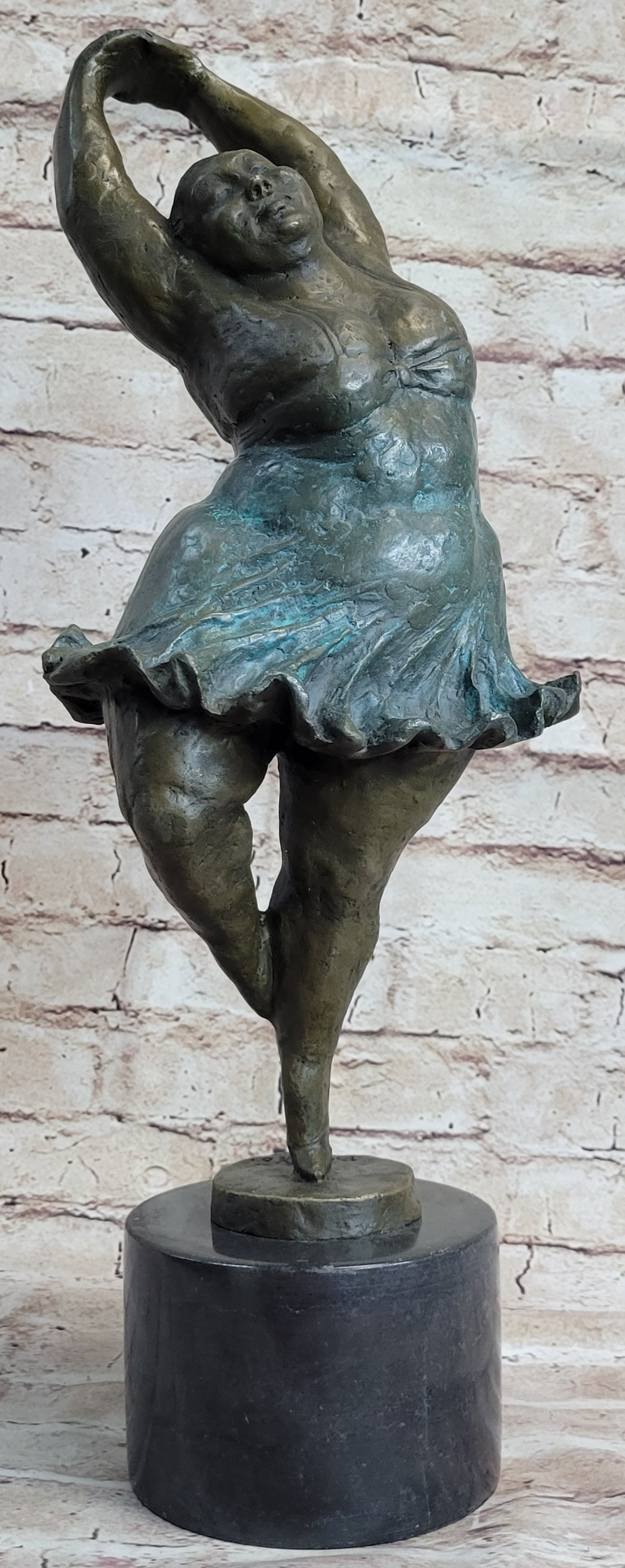 Pirouette Chubby Ballerina Bronze Sculpture 20" x 12"