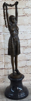 19'' Signed Chiparus Flower Dancer Bronze Sculpture