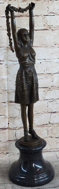 19'' Signed Chiparus Flower Dancer Bronze Sculpture