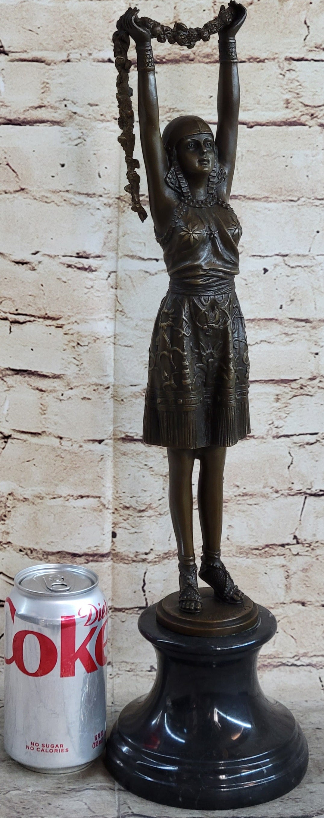 19'' Signed Chiparus Flower Dancer Bronze Sculpture