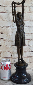 19'' Signed Chiparus Flower Dancer Bronze Sculpture