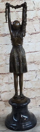 19'' Signed Chiparus Flower Dancer Bronze Sculpture
