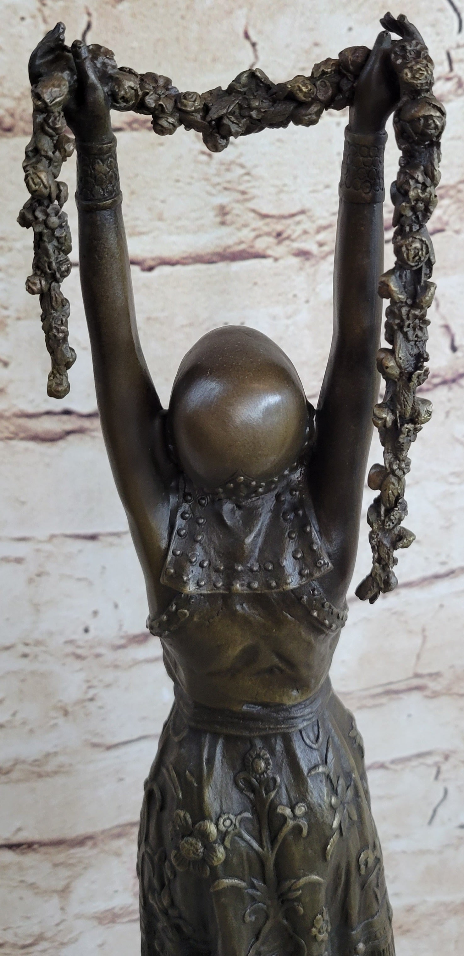 19'' Signed Chiparus Flower Dancer Bronze Sculpture