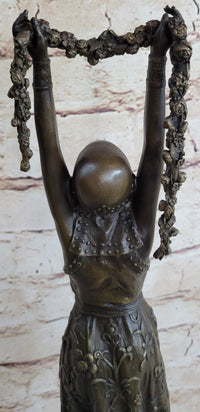 19'' Signed Chiparus Flower Dancer Bronze Sculpture