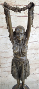 19'' Signed Chiparus Flower Dancer Bronze Sculpture