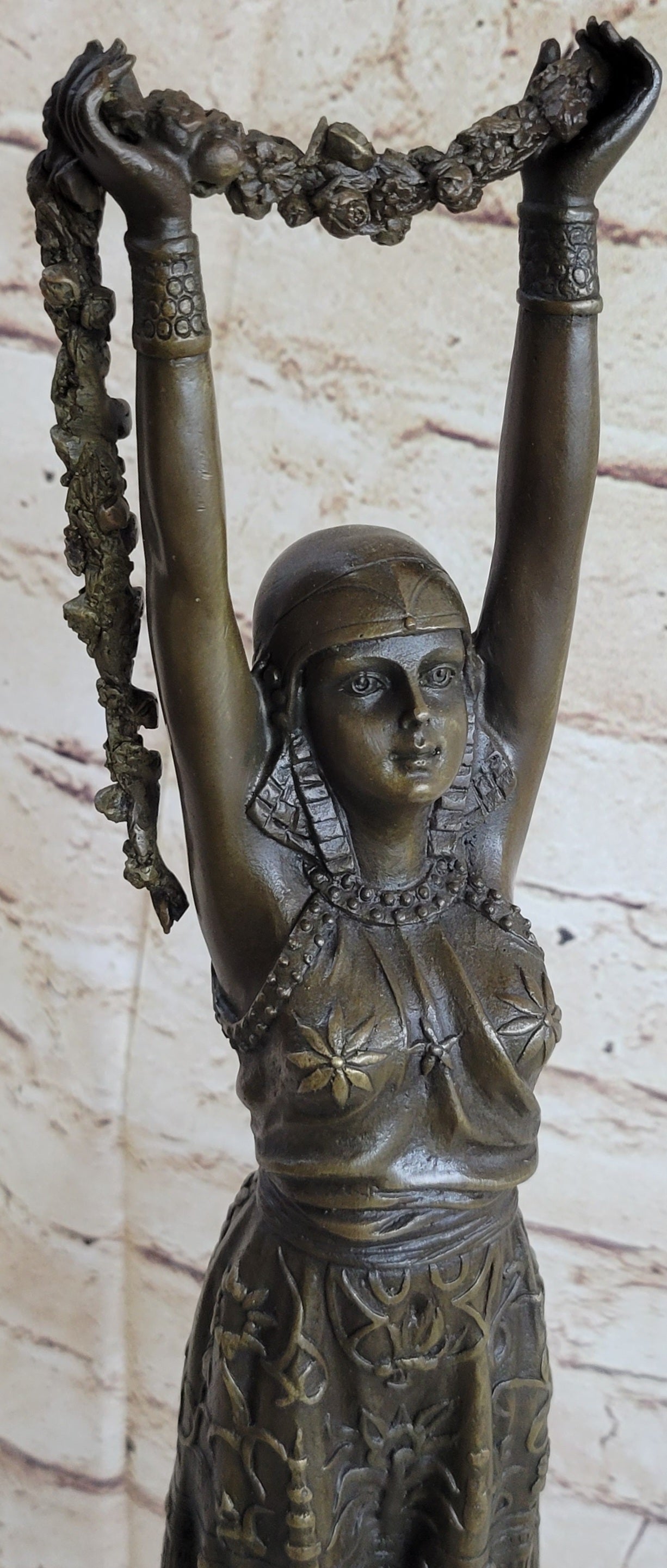 19'' Signed Chiparus Flower Dancer Bronze Sculpture
