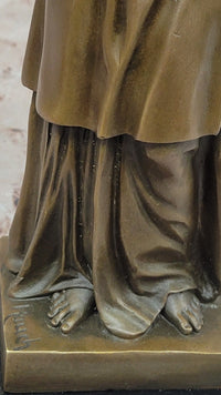 Bronze Child Angel with Upraised Arms on Marble Base