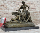 Woman with 2 Angels Bronze Sculpture Clodion 15" x 17"