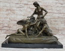 Woman with 2 Angels Bronze Sculpture Clodion 15" x 17"