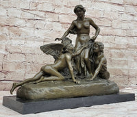 Woman with 2 Angels Bronze Sculpture Clodion 15" x 17"