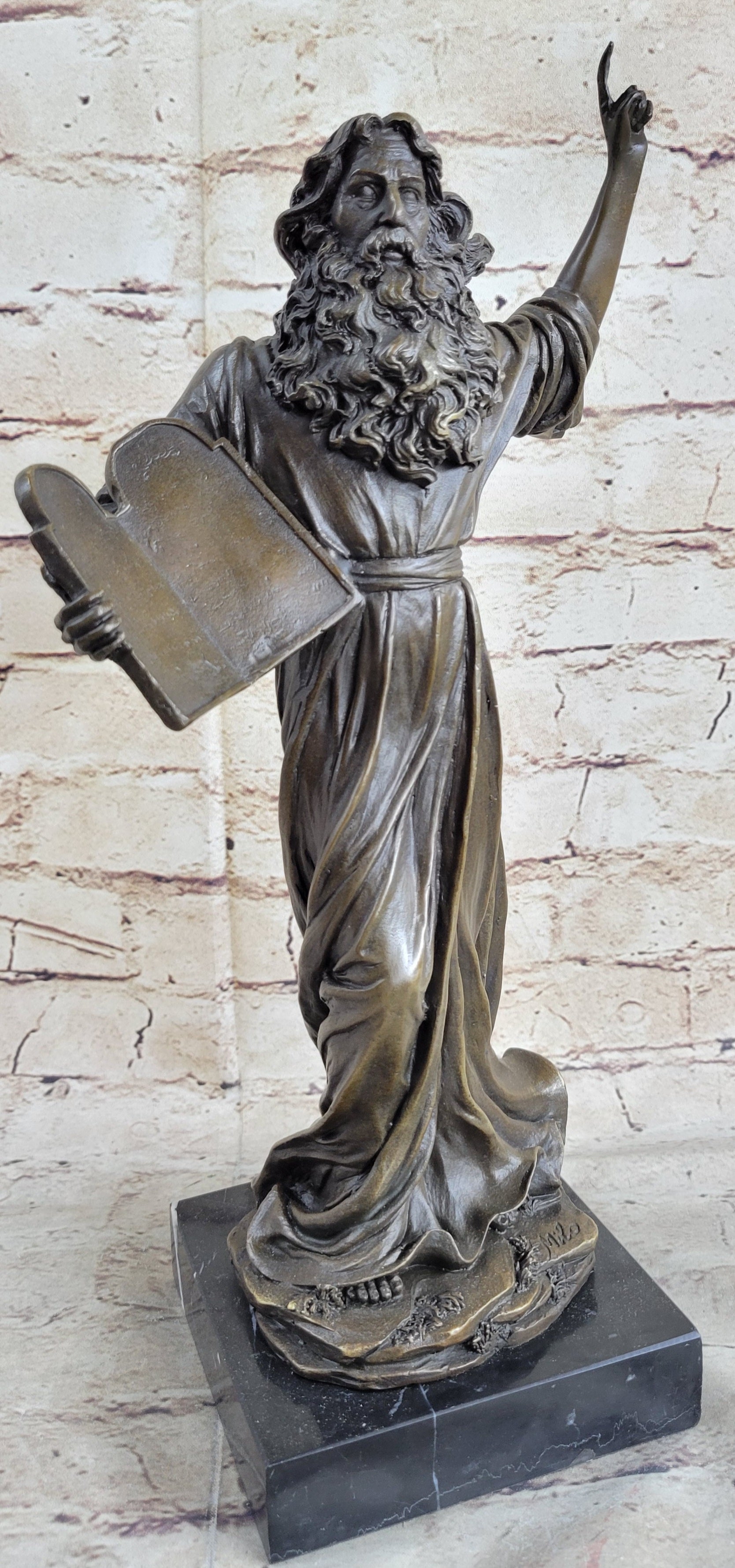 Hot Cast Bronze Sculpture Biblical Moses Ten Commandments