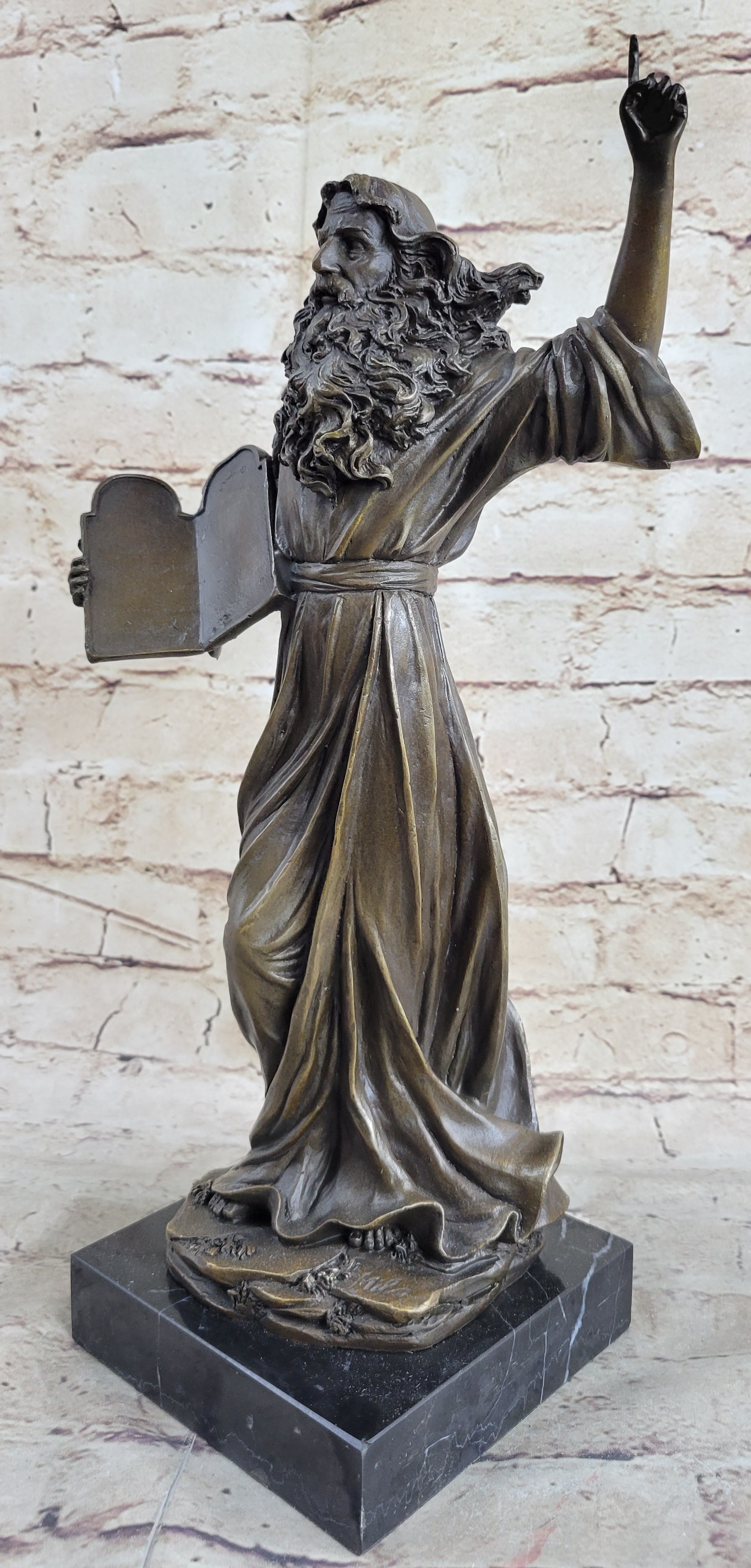 Hot Cast Bronze Sculpture Biblical Moses Ten Commandments