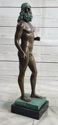 Ancient Greek Kouros Nude Male Sculpture on Marble Base by Milo
