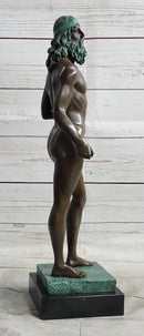Ancient Greek Kouros Nude Male Sculpture on Marble Base by Milo