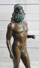 Ancient Greek Kouros Nude Male Sculpture on Marble Base by Milo