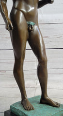 Ancient Greek Kouros Nude Male Sculpture on Marble Base by Milo