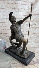 Greek Hoplite Roman Legion Warrior Bronze Sculpture on Marble