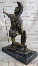 Greek Hoplite Roman Legion Warrior Bronze Sculpture on Marble