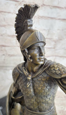 Greek Hoplite Roman Legion Warrior Bronze Sculpture on Marble