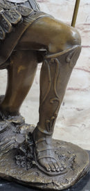 Greek Hoplite Roman Legion Warrior Bronze Sculpture on Marble