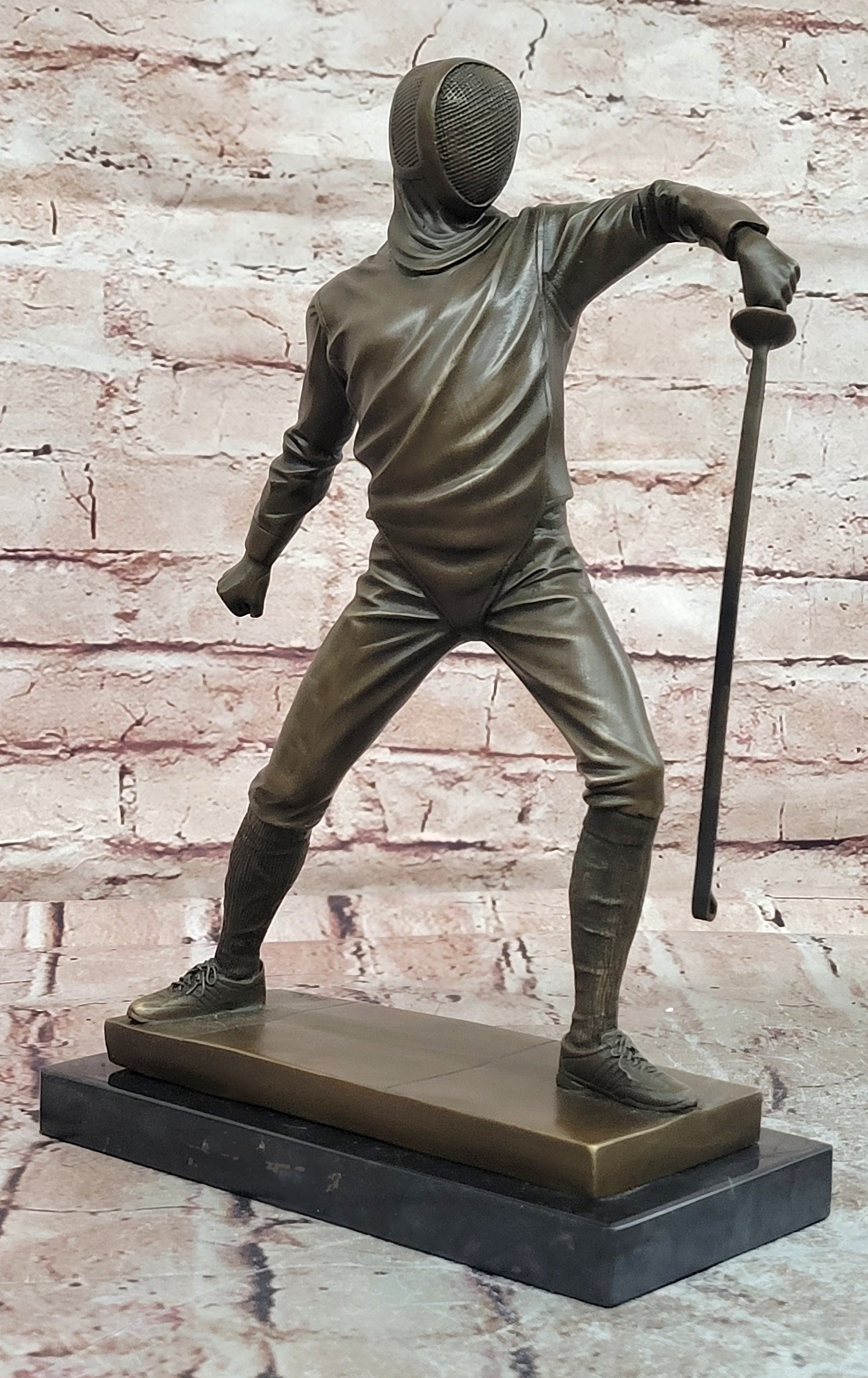 Decorative Object Bronze Sculpture Fencing Fencer Sport Antique Style Statue