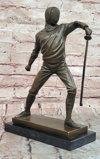 Decorative Object Bronze Sculpture Fencing Fencer Sport Antique Style Statue