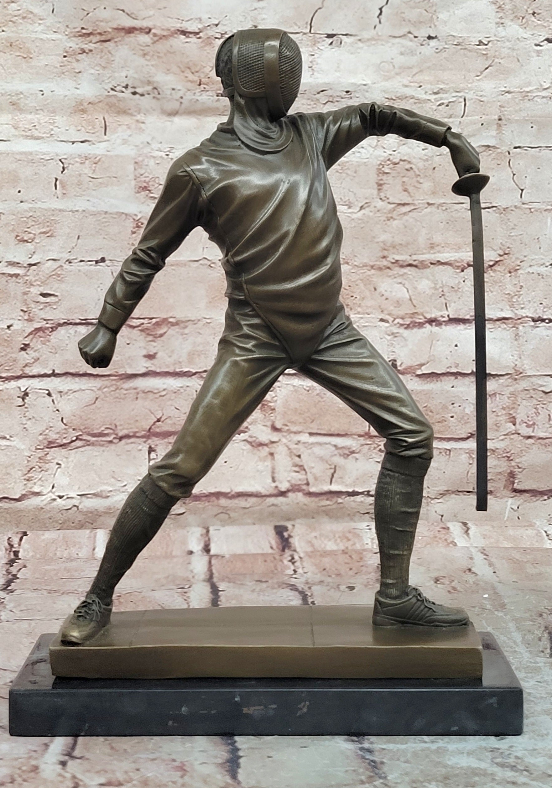 Decorative Object Bronze Sculpture Fencing Fencer Sport Antique Style Statue