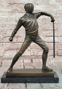 Decorative Object Bronze Sculpture Fencing Fencer Sport Antique Style Statue