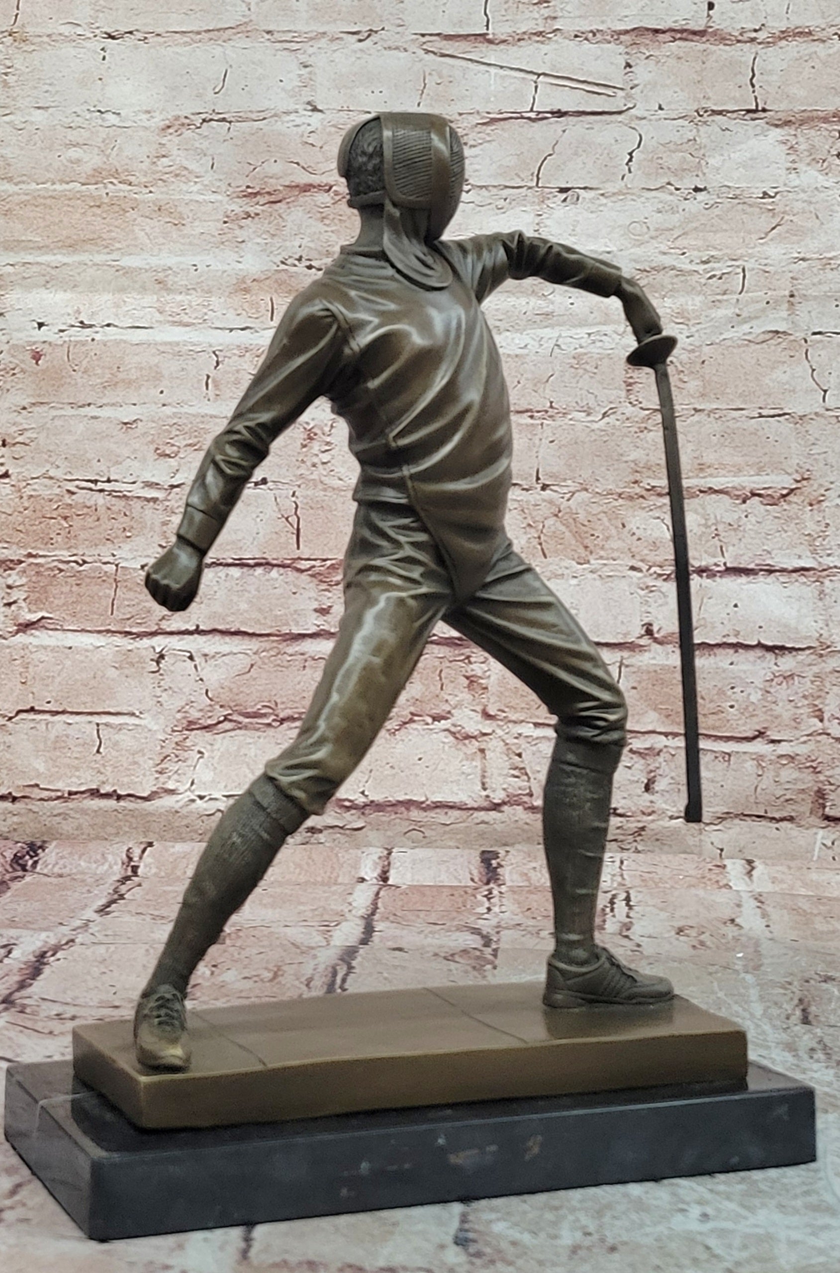 Decorative Object Bronze Sculpture Fencing Fencer Sport Antique Style Statue