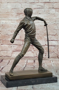 Decorative Object Bronze Sculpture Fencing Fencer Sport Antique Style Statue