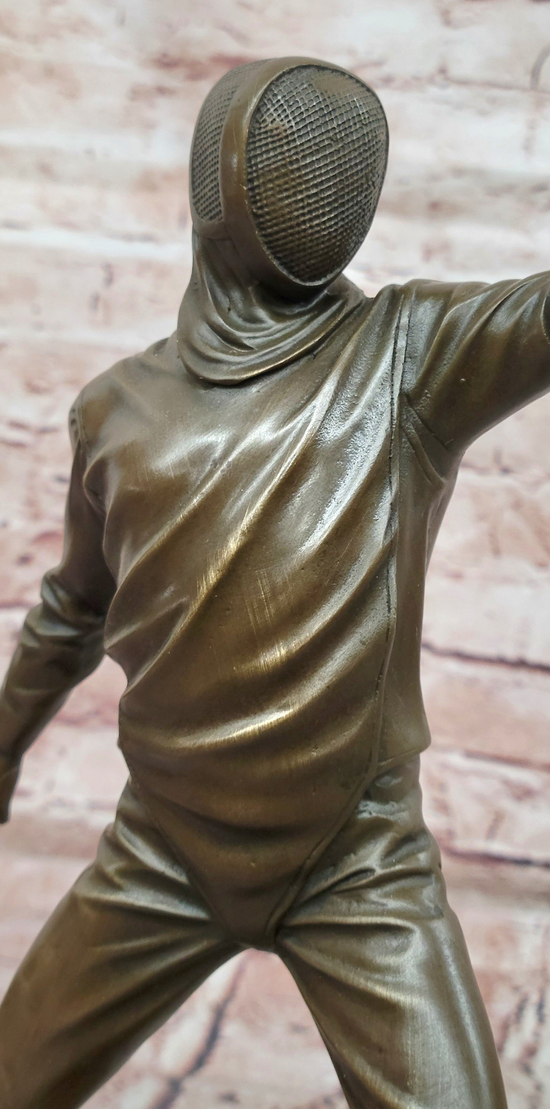 Decorative Object Bronze Sculpture Fencing Fencer Sport Antique Style Statue