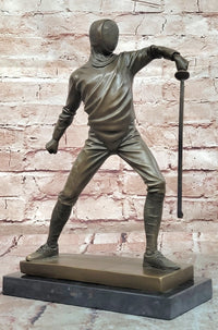Decorative Object Bronze Sculpture Fencing Fencer Sport Antique Style Statue