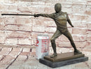 Genuine Bronze Sculpture Fence Antique Style Sport Figure Statue Signed Milo