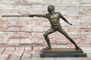 Genuine Bronze Sculpture Fence Antique Style Sport Figure Statue Signed Milo