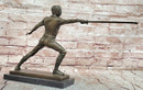 Genuine Bronze Sculpture Fence Antique Style Sport Figure Statue Signed Milo