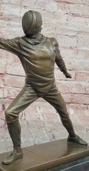 Genuine Bronze Sculpture Fence Antique Style Sport Figure Statue Signed Milo