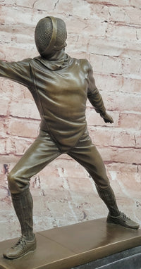 Genuine Bronze Sculpture Fence Antique Style Sport Figure Statue Signed Milo