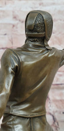 Genuine Bronze Sculpture Fence Antique Style Sport Figure Statue Signed Milo