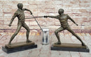 Pair of Fencers Fencing Bronze Bookend Sculptures