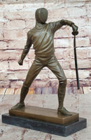 Pair of Fencers Fencing Bronze Bookend Sculptures